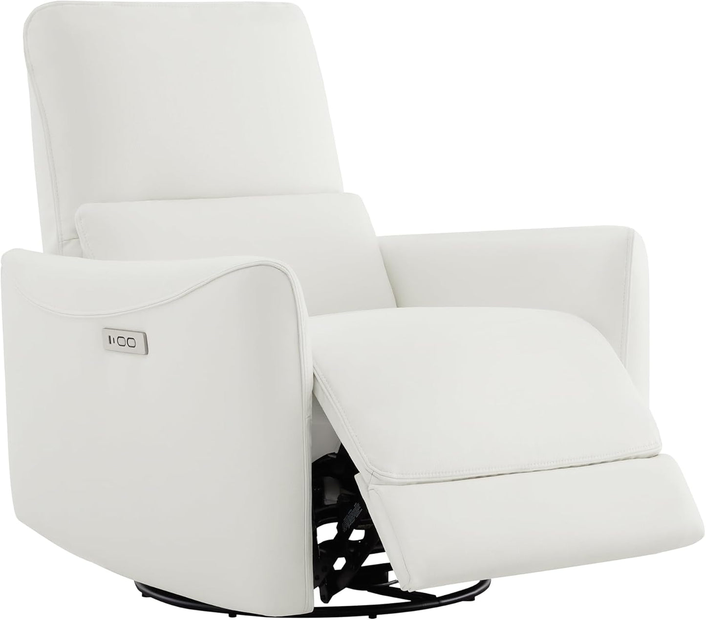 CHITA Power Recliner Chair Swivel Glider, FSC Certified Upholstered Faux Leather Living Room Nursery Reclining Sofa Chair with Lumbar Support, White