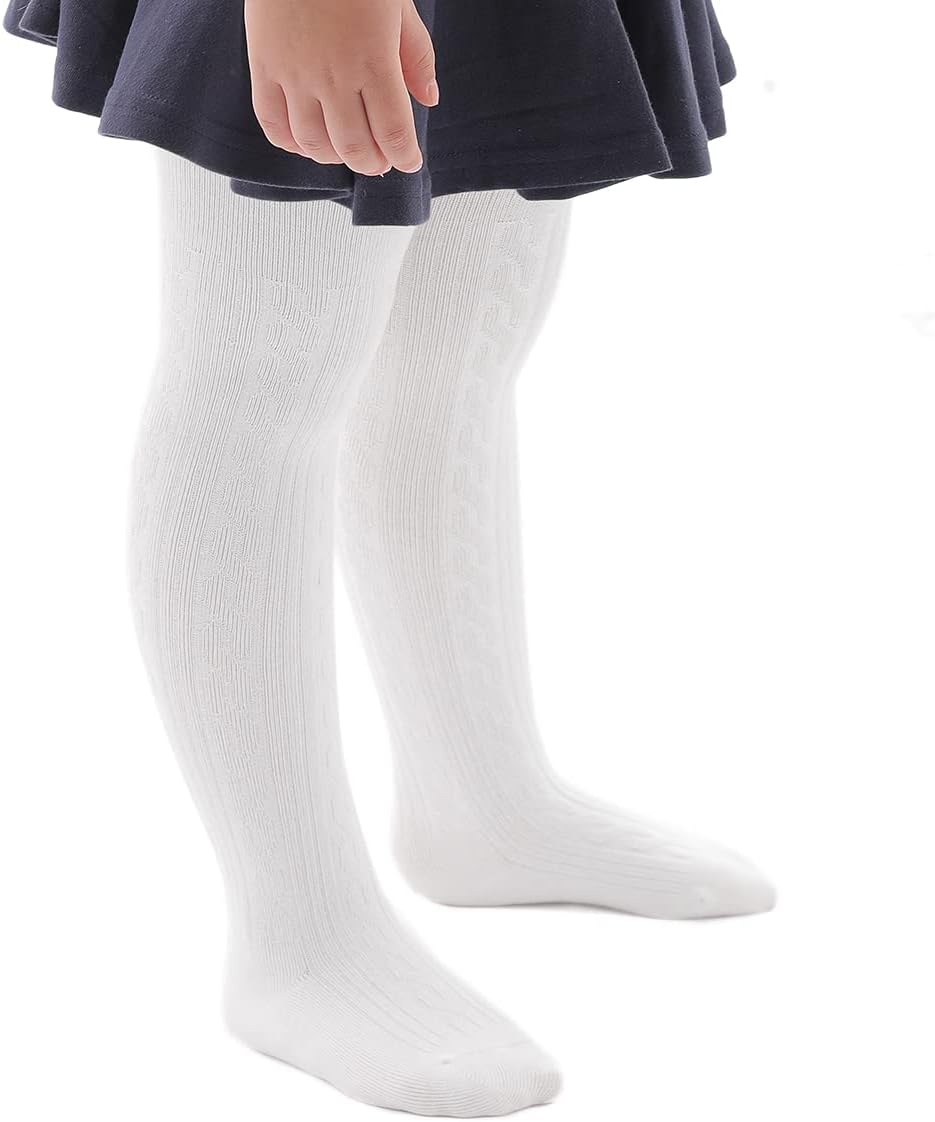 Marchare Baby Girls Tights Thick Solid Cable Knit Leggings Winter Warm Stockings For Toddler Girls 1/2/3/4/5 Pack