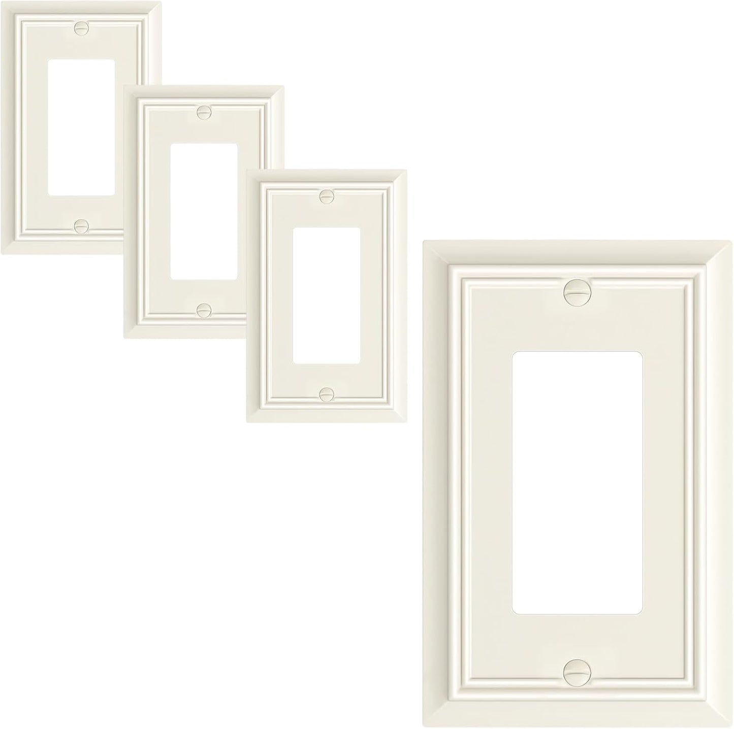 4-Pack Decorator Wall Plate Cover, Light Almond Decorative Switch Plates and Outlet Covers, Durable Natural Bamboo Fiber Wall Plates for Electrical Outlets, Receptacle, GFCI Outlet, Dimmer Switch