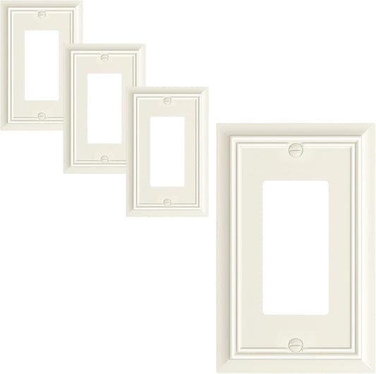 4-Pack Decorator Wall Plate Cover, Light Almond Decorative Switch Plates and Outlet Covers, Durable Natural Bamboo Fiber Wall Plates for Electrical Outlets, Receptacle, GFCI Outlet, Dimmer Switch