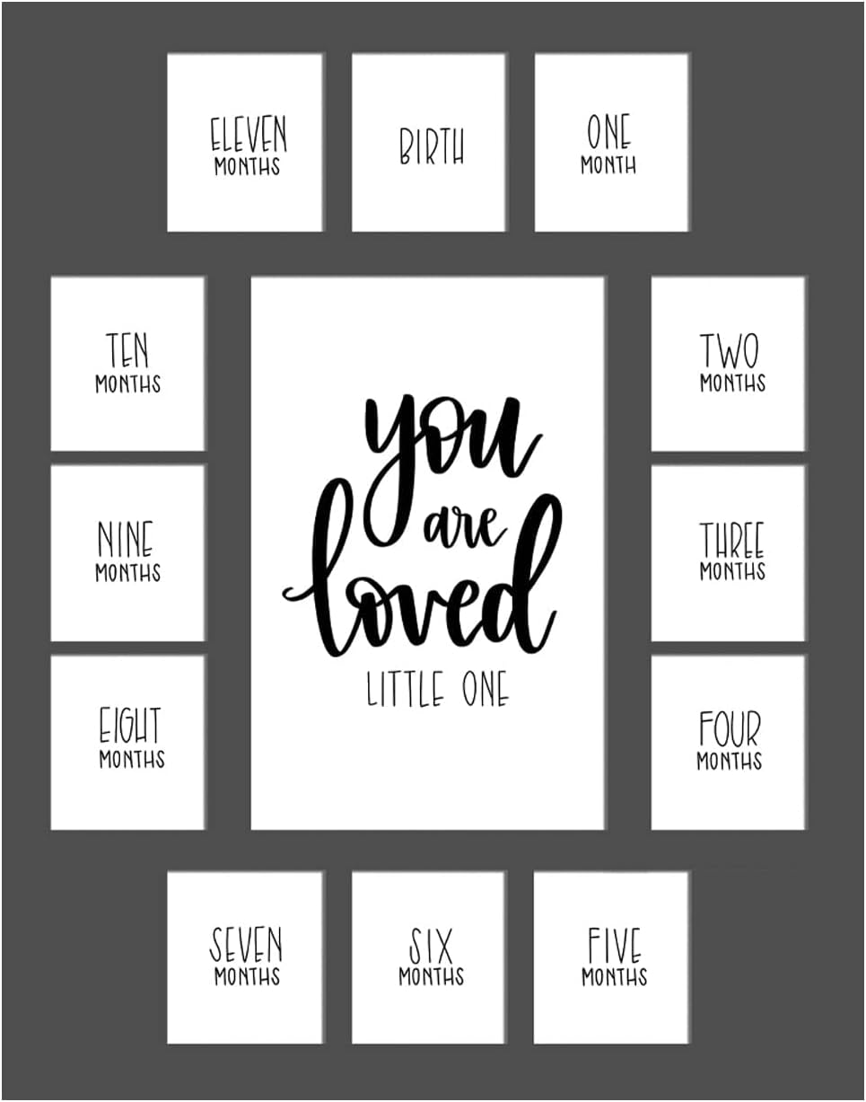 First Year Picture Mat with verse “You Are Loved Little One” Grey mat 11x14 - Mat only no Frame Included
