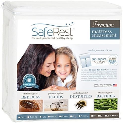 SafeRest Zippered Mattress Protector - Premium 12-15 Inch Waterproof Mattress Cover for Bed - Breathable, Noiseless Washable Mattress Encasement - Queen