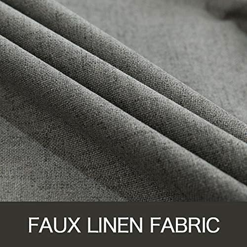 MIULEE Linen Texture Curtains for Bedroom Solid 100% Blackout Thermal Insulated Dark Grey Curtains Grommet Room Darkening Drapes Luxury Decor for Living Room Nursery 52x63 Inch (2 Panels)