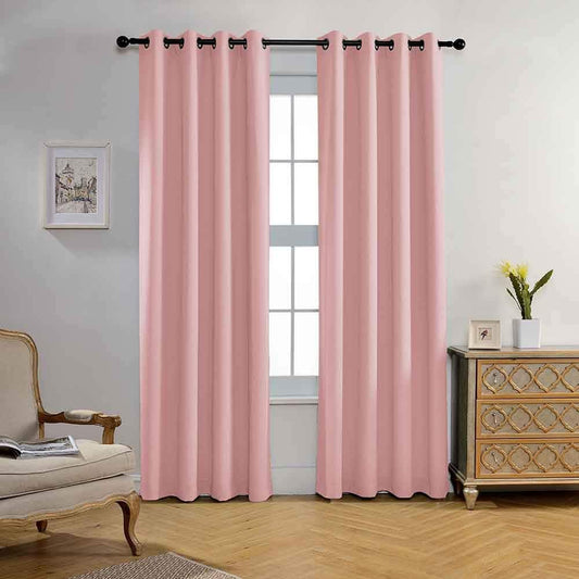 MIUCO Blackout Curtains Room Darkening Textured Grommet Window Curtains for Nursery Curtains 2 Panels 52x95 Inch Pink