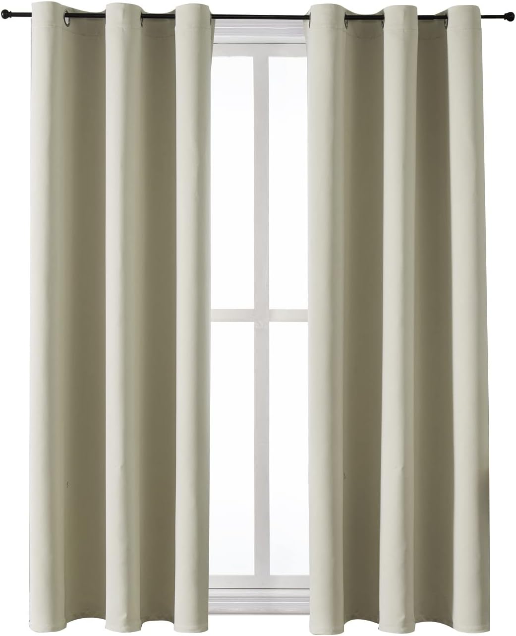ChrisDowa Grommet Room Darkening Curtains for Bedroom and Living Room - 2 Panels Set Thermal Insulated Blackout Curtains (Beige, 38W x 54L)