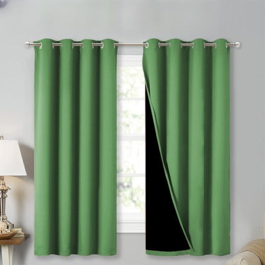 NICETOWN 100% Blackout Curtains 45 inches Long, Forest Green, 1 Pair, 52 inches Width Each Panel, 2 Thick Layers Completely Blackout Window Treatment Thermal Insulated Lined Drapes for Small Window