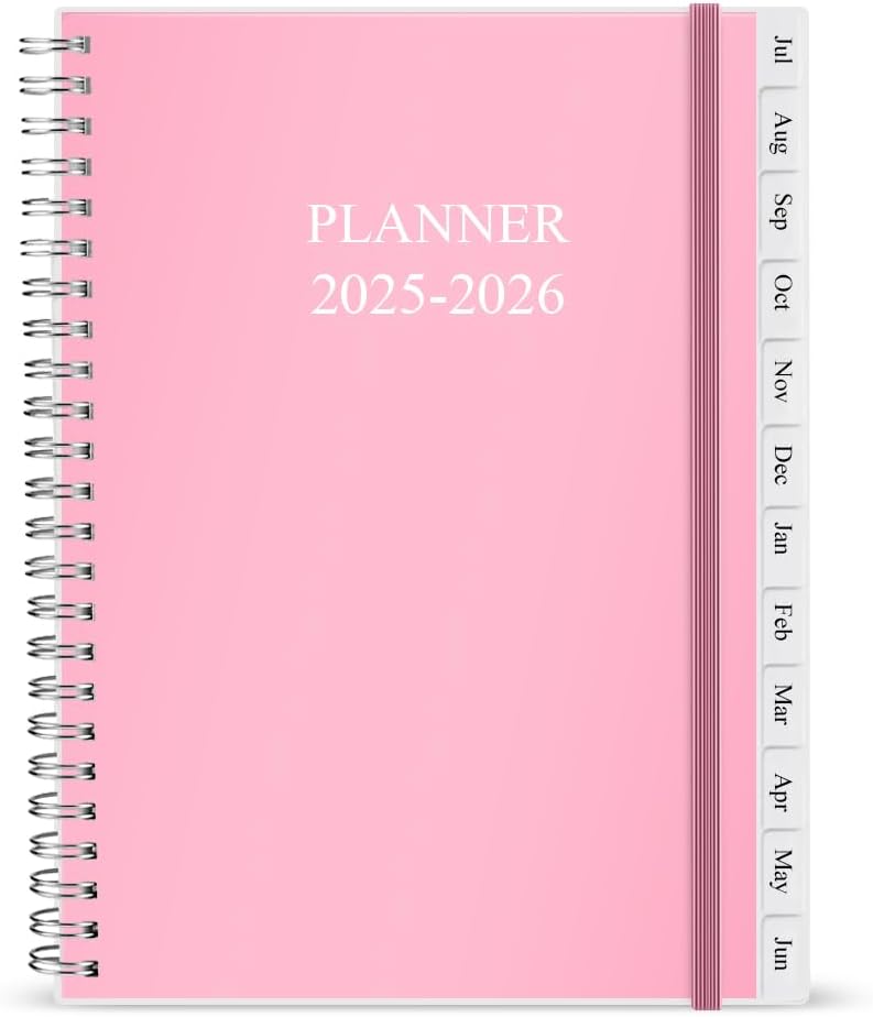 2025-2026 Planner - Weekly & Monthly Planner Runs Jul 2025 to Jun 2026, 6.25" x 8.25", 12 Monthly Tabs, 14 Notes Page, Plastic Pocket, Flexible Cover with Twin-Wire Binding, Planners 2025-2026