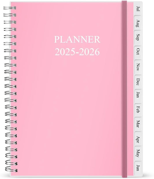 2025-2026 Planner - Weekly & Monthly Planner Runs Jul 2025 to Jun 2026, 6.25" x 8.25", 12 Monthly Tabs, 14 Notes Page, Plastic Pocket, Flexible Cover with Twin-Wire Binding, Planners 2025-2026