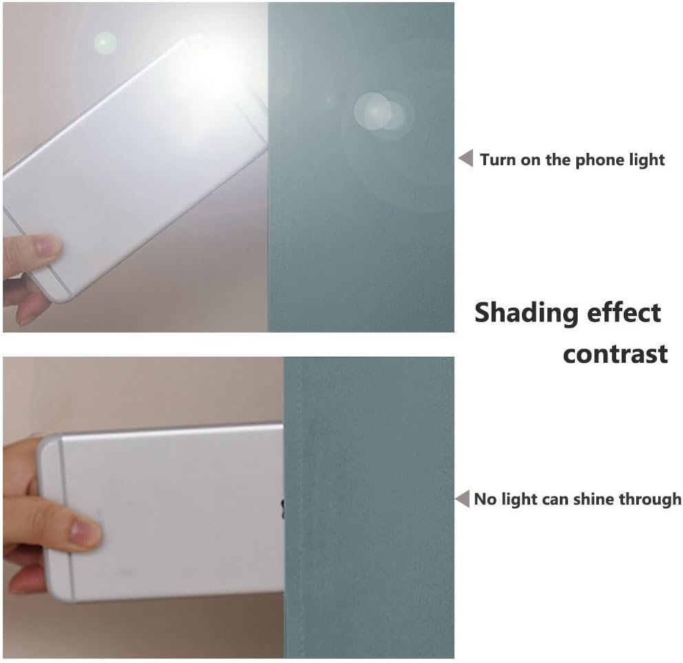 NICETOWN 100% Blackout Short Curtains with Black Liners, 2 Panels, 37" W by 50" L, Greyish Blue, Solid Thermal Insulated Full Blackout 2-Layer Lined Drapes, Energy Efficiency Window Drapes for Bedroom