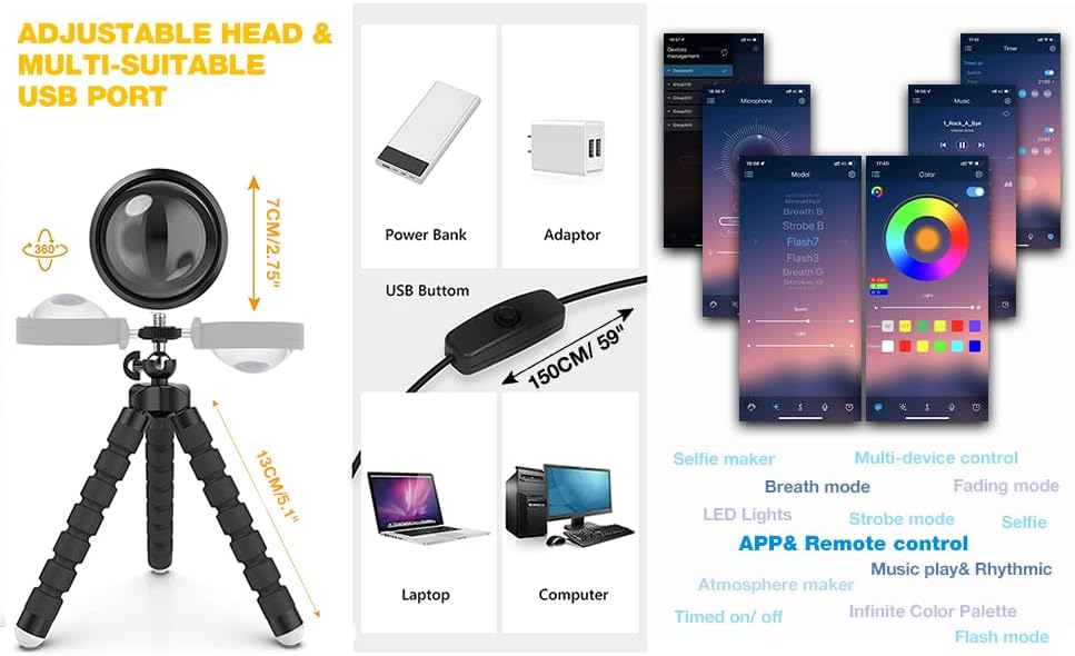 Sunset Lamp Projector Led Lights for Bedroom Night Light RGB Lights Sun Sunlight Sunrise Lamp 10w 360° Rotation Mood Lighting Home/Room Decor Christmas Gifts for Women,Triangle Multicolor