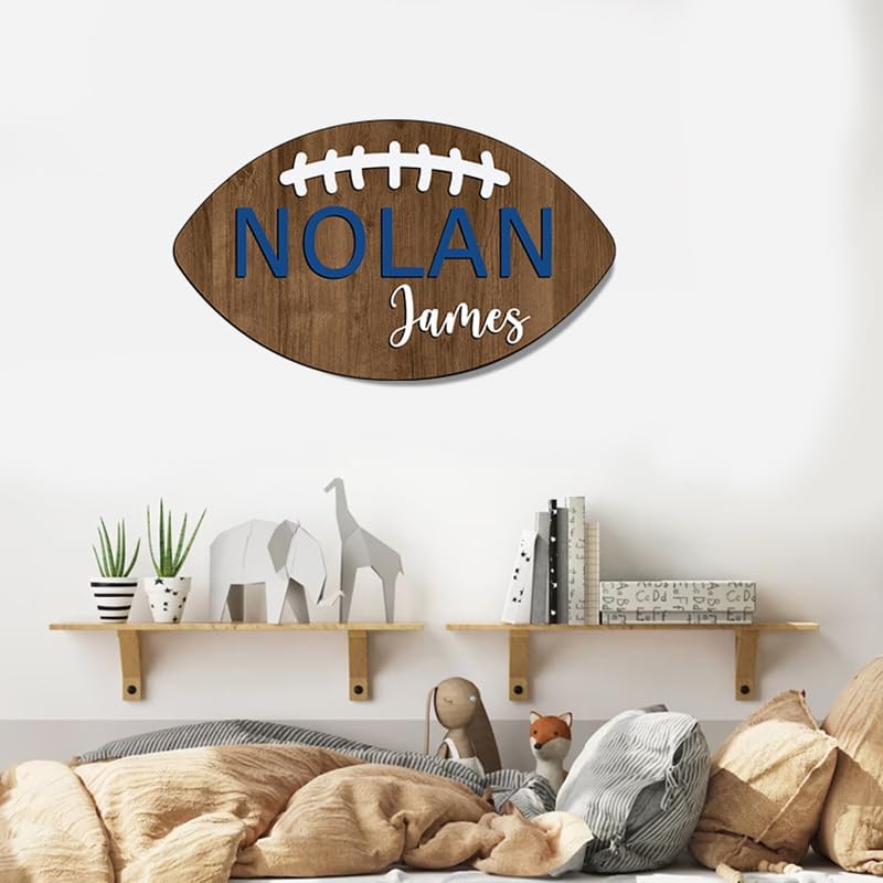 Personalized Football Name Sign, Wooden Name Sign, Football Nursery Decor, Baby Name Sign Wood Sign, Nursery Name Sign for Baby Boys, Football Gift, Kids Room Decor gift/20