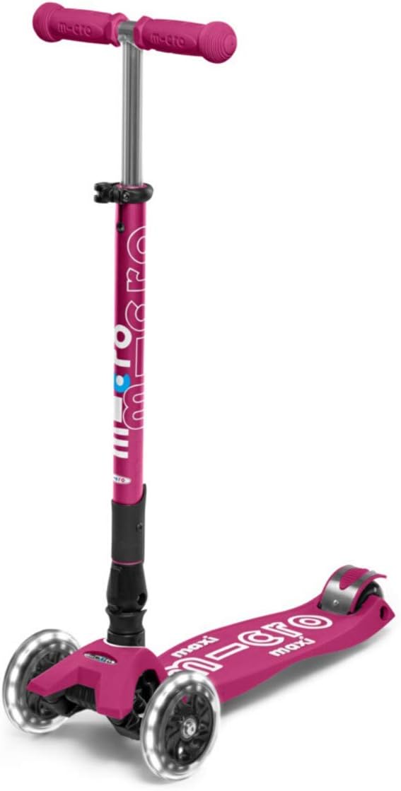 Micro Kickboard - Maxi Deluxe Foldable LED - Three Wheeled, Lean-to-Steer, Fold-to-Carry Swiss-Designed Micro Scooter for Kids with Motion-Activated Light-Up Wheels for Ages 5-12