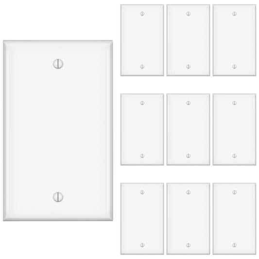 Blank Wall Plates, Unbreakable Thermoplastic Solid Electrical Outlet Cover, Standard Size, 2.76"W x 4.5"H, Full 1-Gang Blank Device Wall Plate for Wall Outlet/Light Switch, White, 10Pack