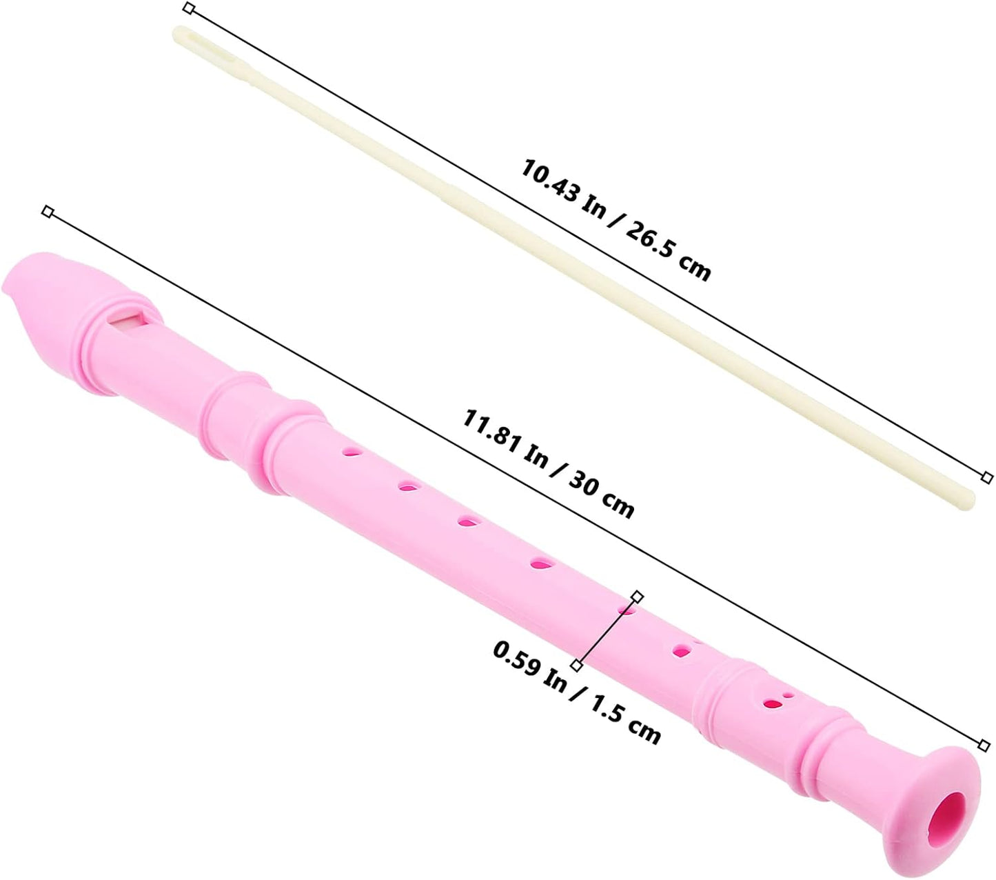 20 Pack 8 Hole Recorder Instrument Pink, Descant Soprano Recorder Bulk Recorder Musical Instruments with Cleaning Rod for Beginners