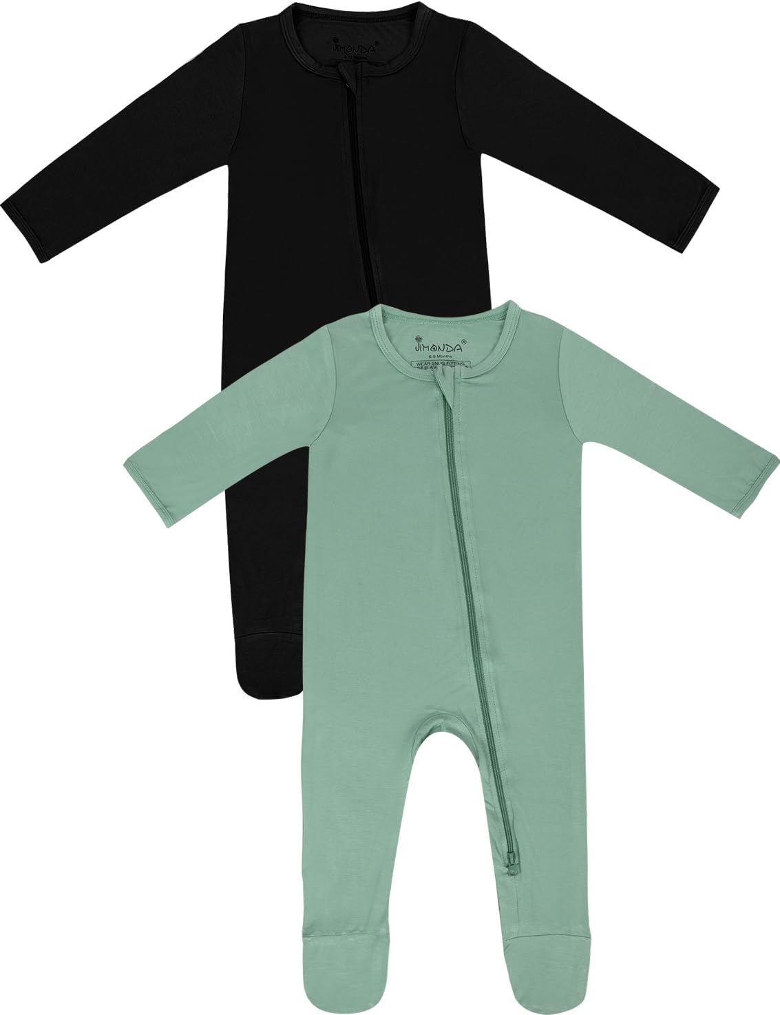 Jimonda Bamboo Baby Pajamas,Unisex Boys Girls One-Piece Footies,Long Sleeve Sleepers 2-Way Zip closure Romper