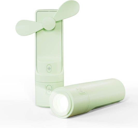 Airluxe Mini 3-in-1 Portable Fan Rechargeable- Handheld with 35-Hour Battery Life, Fast Charging Power Bank&Flashlight- Personal Fan for Travel, Vacation, and Festival Essentials Green