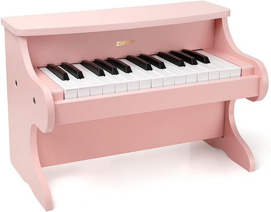ZIPPY Kids Piano Keyboard, 25 Keys Digital Piano for Kids, Mini Music Educational Instrument Toy, Wood Toy for Toddlers Girls Boys (Pink)