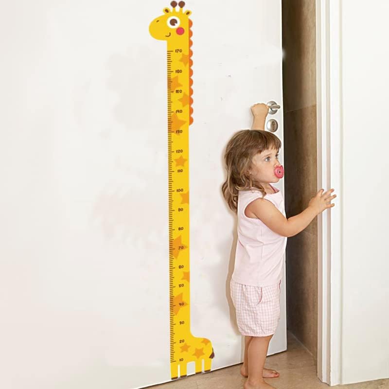 Giraffe Yellow Cute Vinyl Wall Decal Removable Growth Chart Sticker Hieght Measure Wallpaper for Kids Room Bedroom