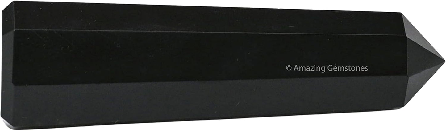 Amazing Gemstone Black Agate Crystal Towers - Natural Healing Crystal Point Obelisk for Reiki Healing and Crystal Grid (2" to 3" Inch)