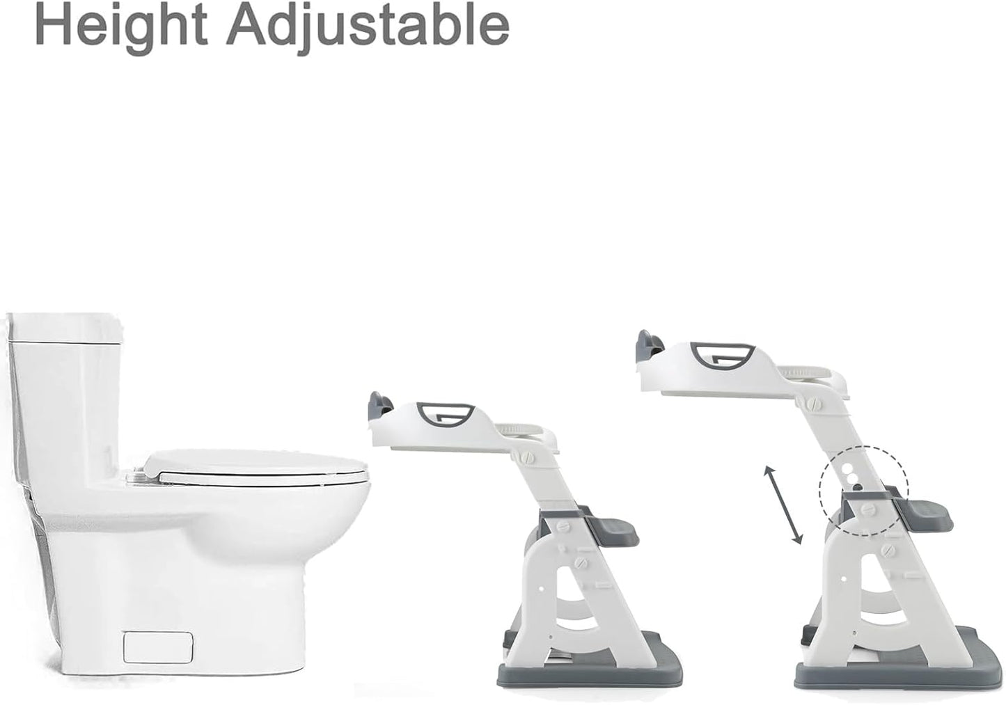 PandaEar Potty Training Seat with Step Stool Ladder, Toddler Toilet Seat for Kids Boys Girls, Comfortable Safe Potty Seat with Anti-Slip Pads Ladder & Bear Design -Grey