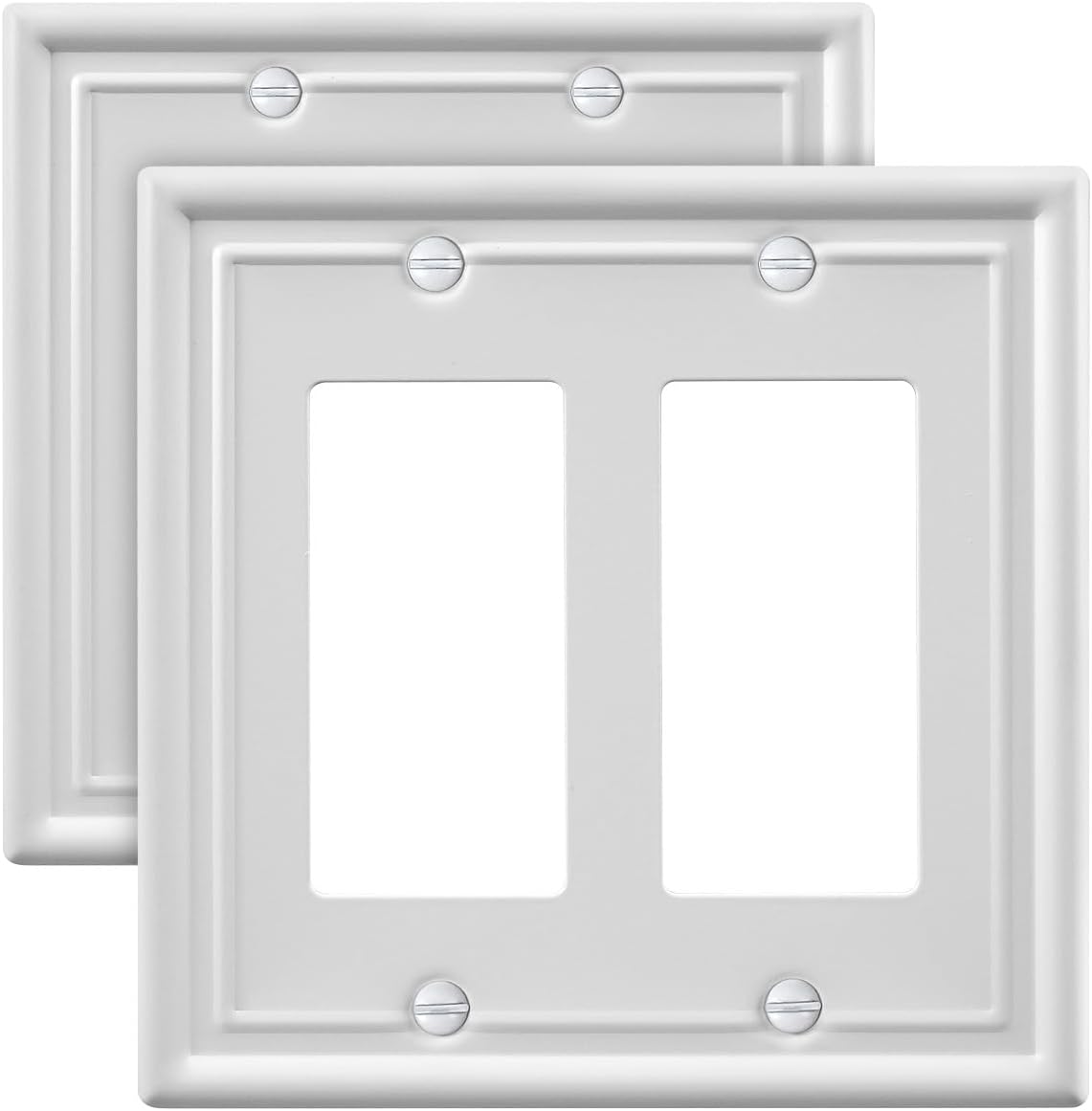 2-Pack Double Decorator Wall Plate, Off White Outlet Cover Plate for GFCI Outlet, Receptacle, Dimmer Switch, 4.96''*4.88'', Midsize