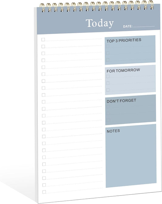 Weekly To Do List Notepad, Undated Planner with 52 Sheets (8.5''x11''), Desk Weekly Planner for Women & Man, Home School & Work (F-Blue)