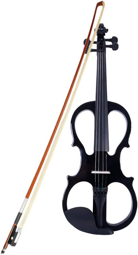 Electric Violin 4/4 Kit, Electric Violin 4/4 Full Size for Adults, Students,Beginner Violin Set with Case, Bow, Rosin, and Headphones,Black Violin