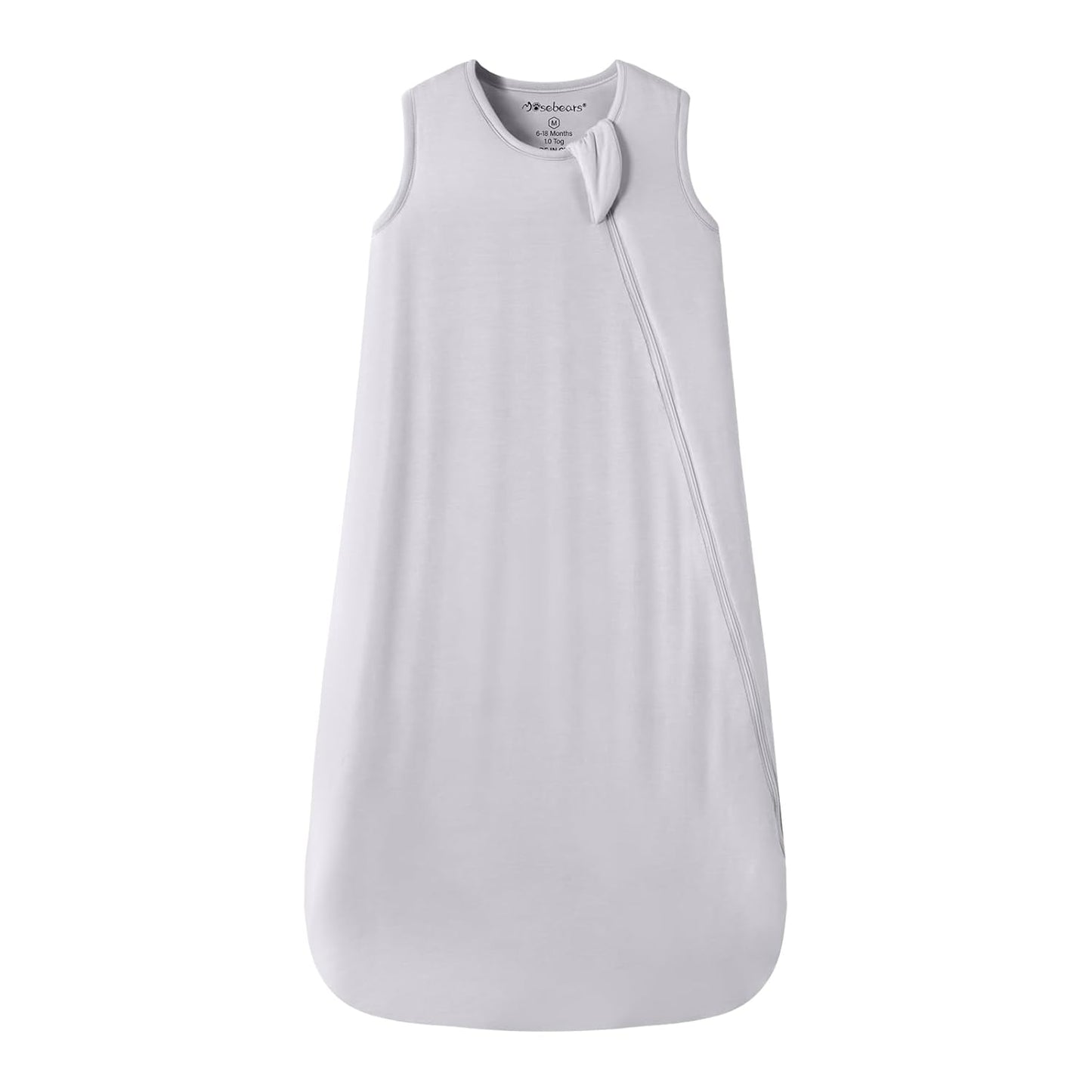 Mosebears Unisex Baby Sleep Sack 1.0 TOG, Supersoft Rayon Made from Bamboo Wearable Blanket with 2-Way Zipper (Light Grey,0-6 Months)