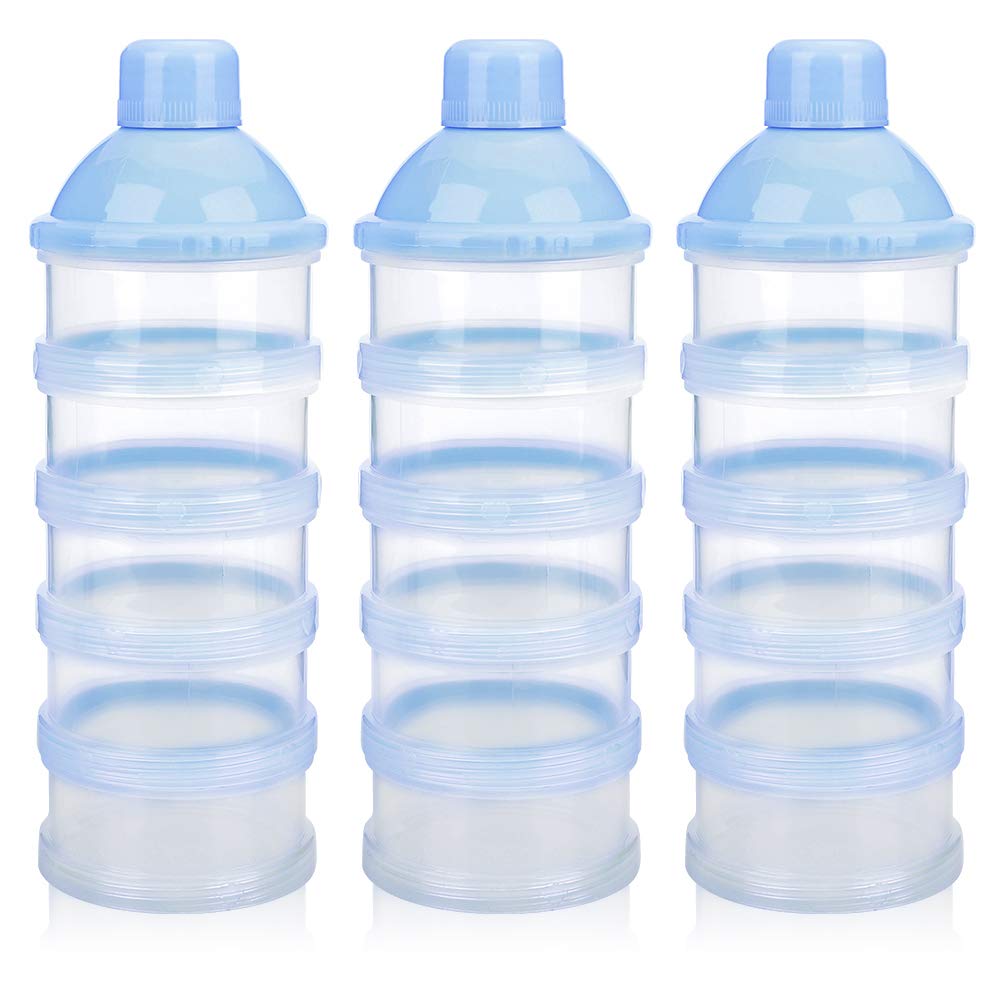 Accmor Formula Dispenser On The Go, 5 Compartments Stackable Formula Container for Travel, Baby Milk Powder Kids Snack Container, BPA Free