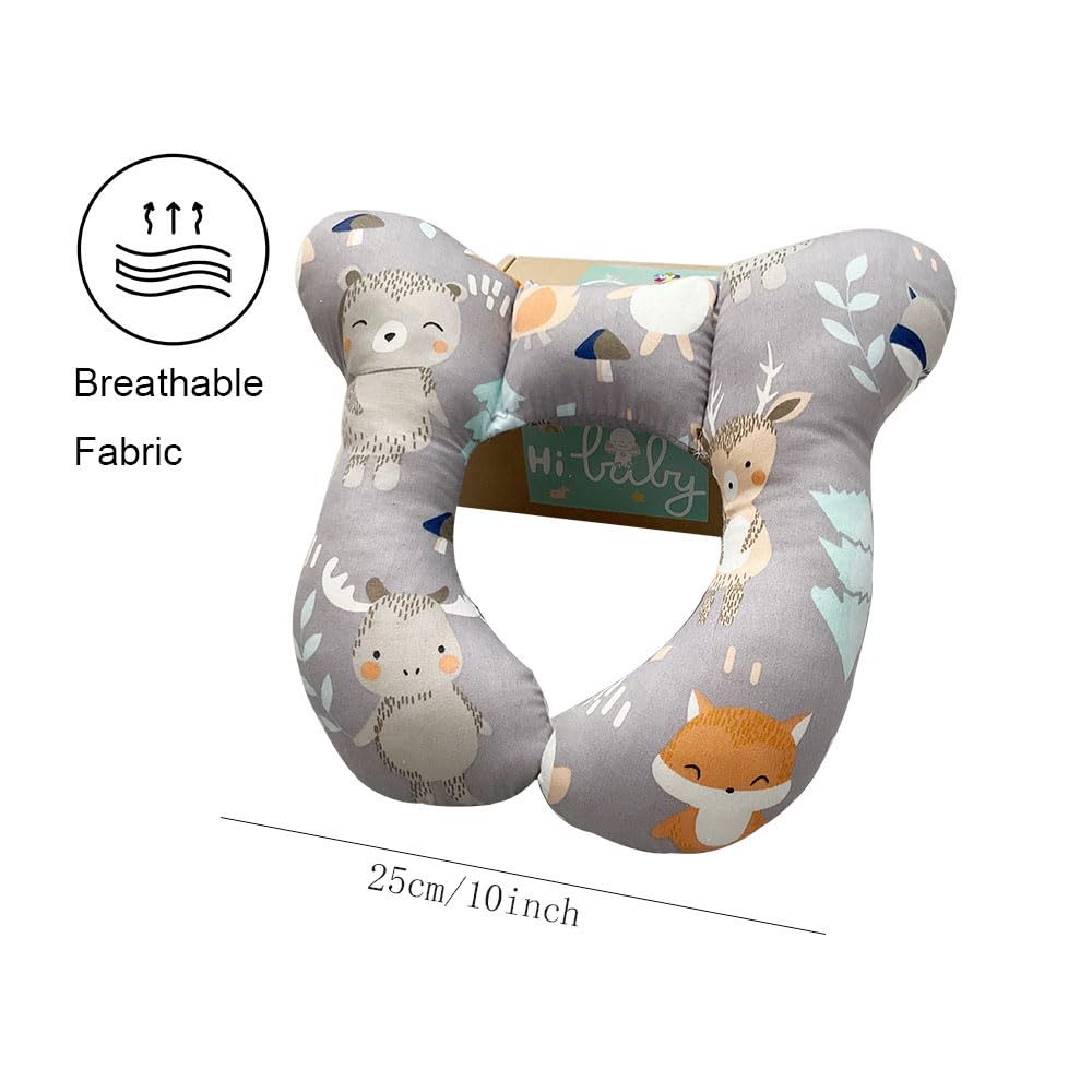 Baby Neck Pillows, Comfortable Baby Travel Head Neck Support Pillow for Car Seat Stroller Pushchair, Soft PP Cotton Travel Pillow for 0-1 Year Old Toddler Infant Newborn, Fox