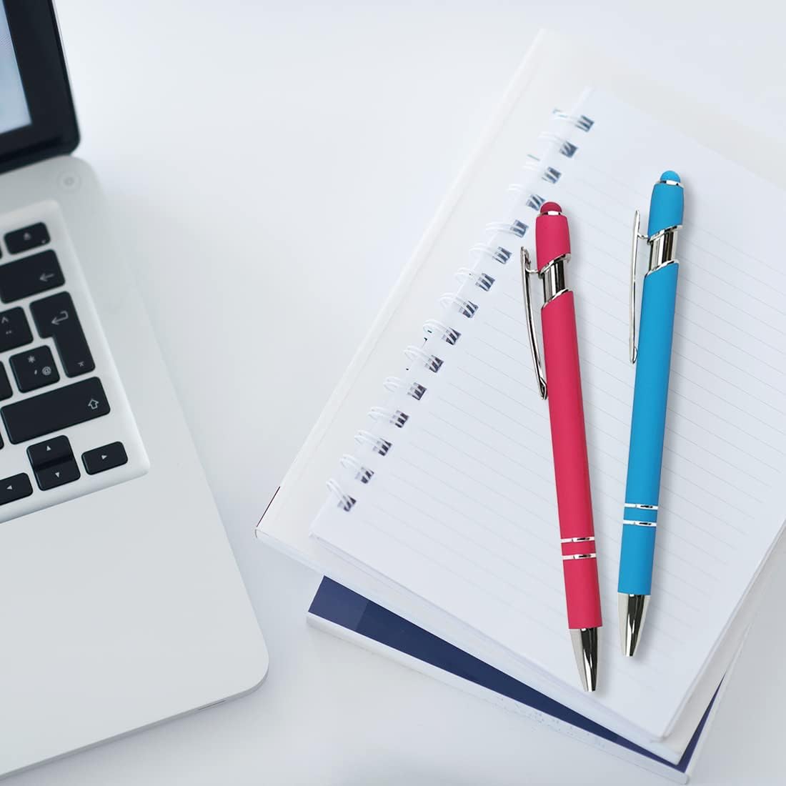 Ballpoint Pen with Stylus Tip, Soft Touch Click Metal Pen, 1.0mm Medium Point, Black Ink, 12 Count(6 Colors)