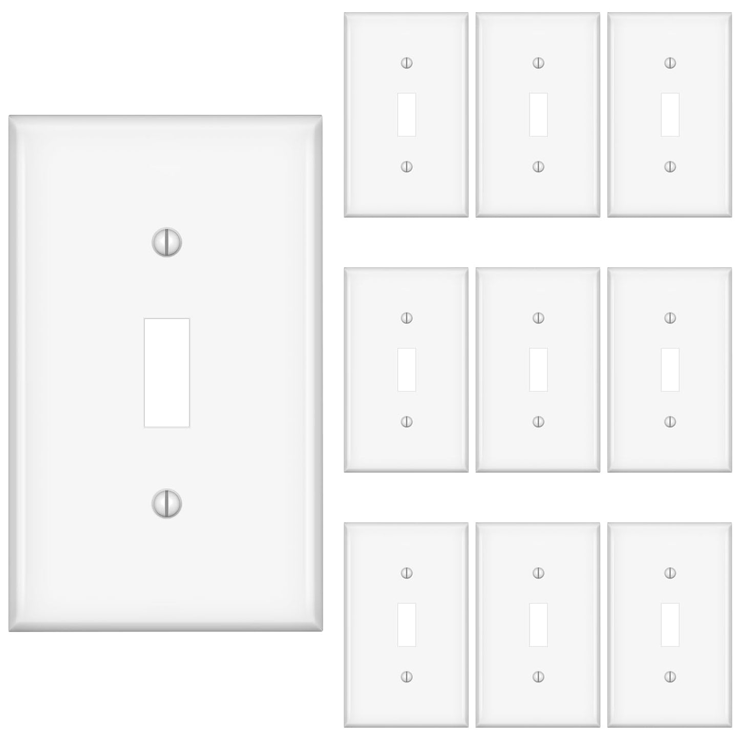 Toggle Light Switch Covers, Electric Light Switch Plates, Single Switch Plate Covers, Electrical Lightswitch cover plate, Wall Plates for Light Switches, Standard Size 1 Gang, White, 10 Pack