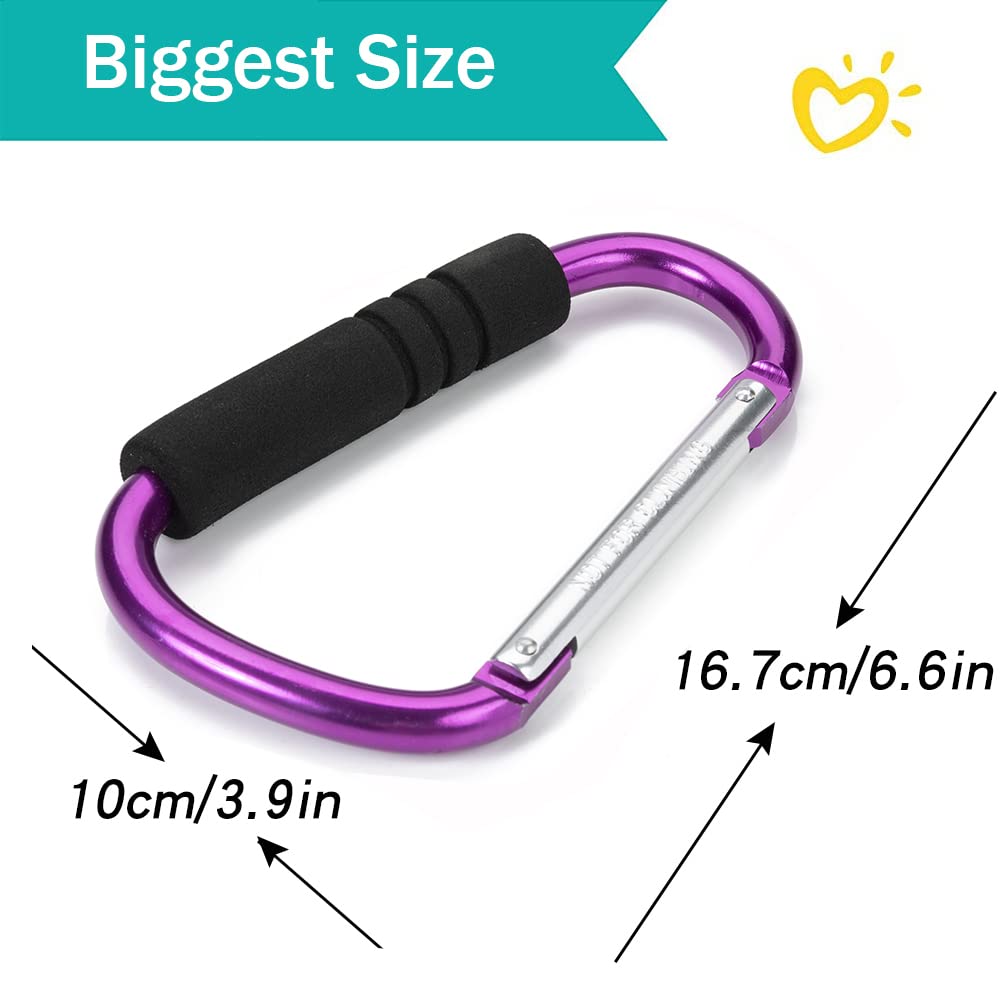 Funbliss Stroller Hooks by Baby，2 Pack Convenient Organizer Hook Bag Clips to Diaper Bags Clothing,Purses,Groceries,Great Hook Set for Mommy When Walking or Shopping Purple