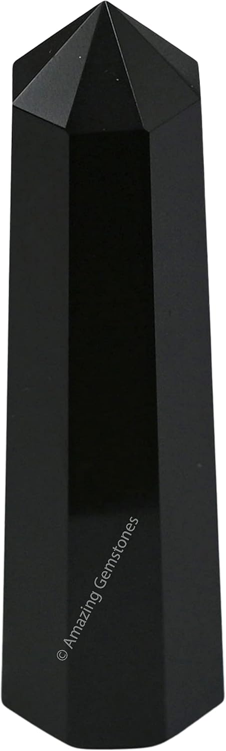 Amazing Gemstone Black Agate Crystal Towers, Natural Healing Crystal Point Obelisk for Reiki Healing and Crystal Grid (2" to 3" Inch)