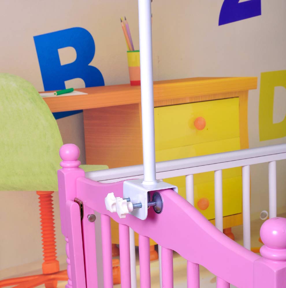 CdyBox Crib Canopy Holder Universal Metal Adjustable Clip-On Stand Bracket for Crib Cot Bed Mosquito Net(White, Stand only)