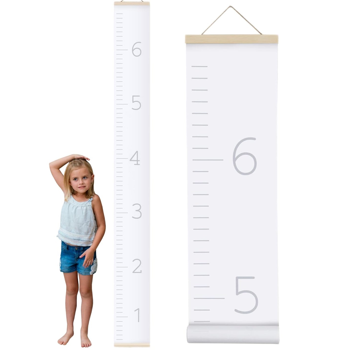 Morxy Canvas Growth Chart for Kids - Unisex Kids Room Wall Decor - Measuring Height Chart- Wall Tape with Height Chart for Kids (Canvas, Plain White)