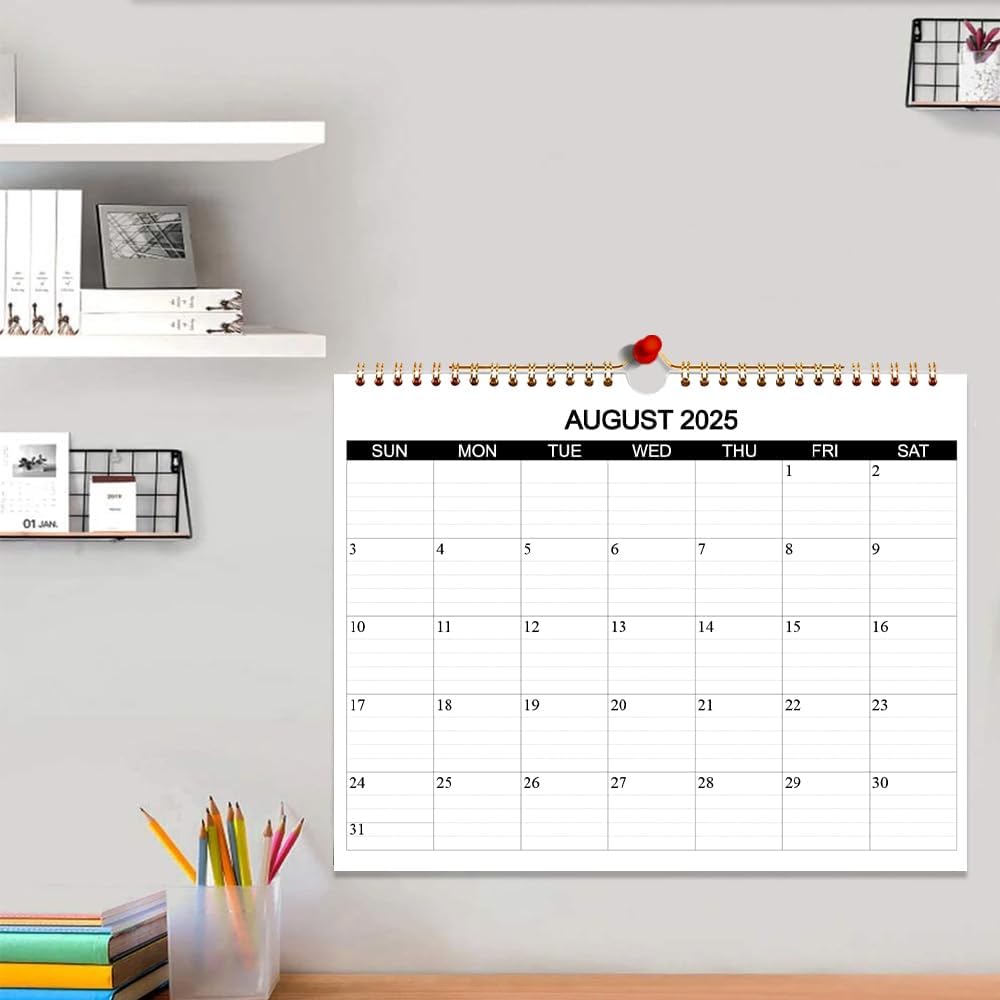 Calendar 2025-2026 - Wall Calendar 2025-26 Runs from August 2025 to December 2026, 17 Months Calendar with Thick Paper for Planning at Home or Office, 8.5 x 11 Inch, Black