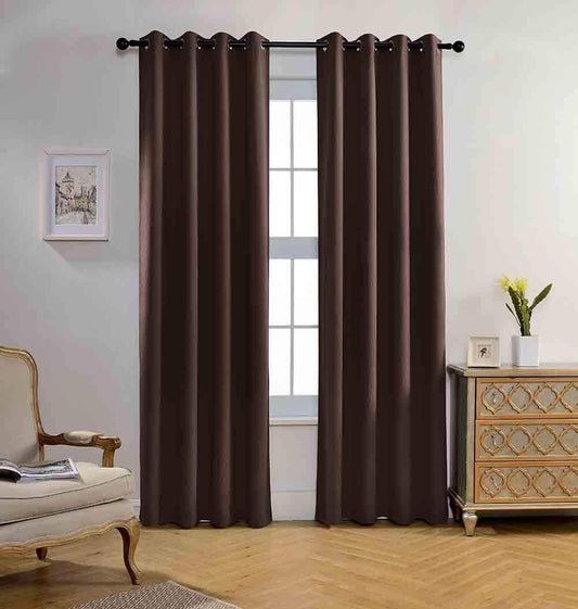 MIUCO Room Darkening Textured Grommet Window Blackout Curtains 2 Panels for Bedroom 52x95 Inch Chocolate