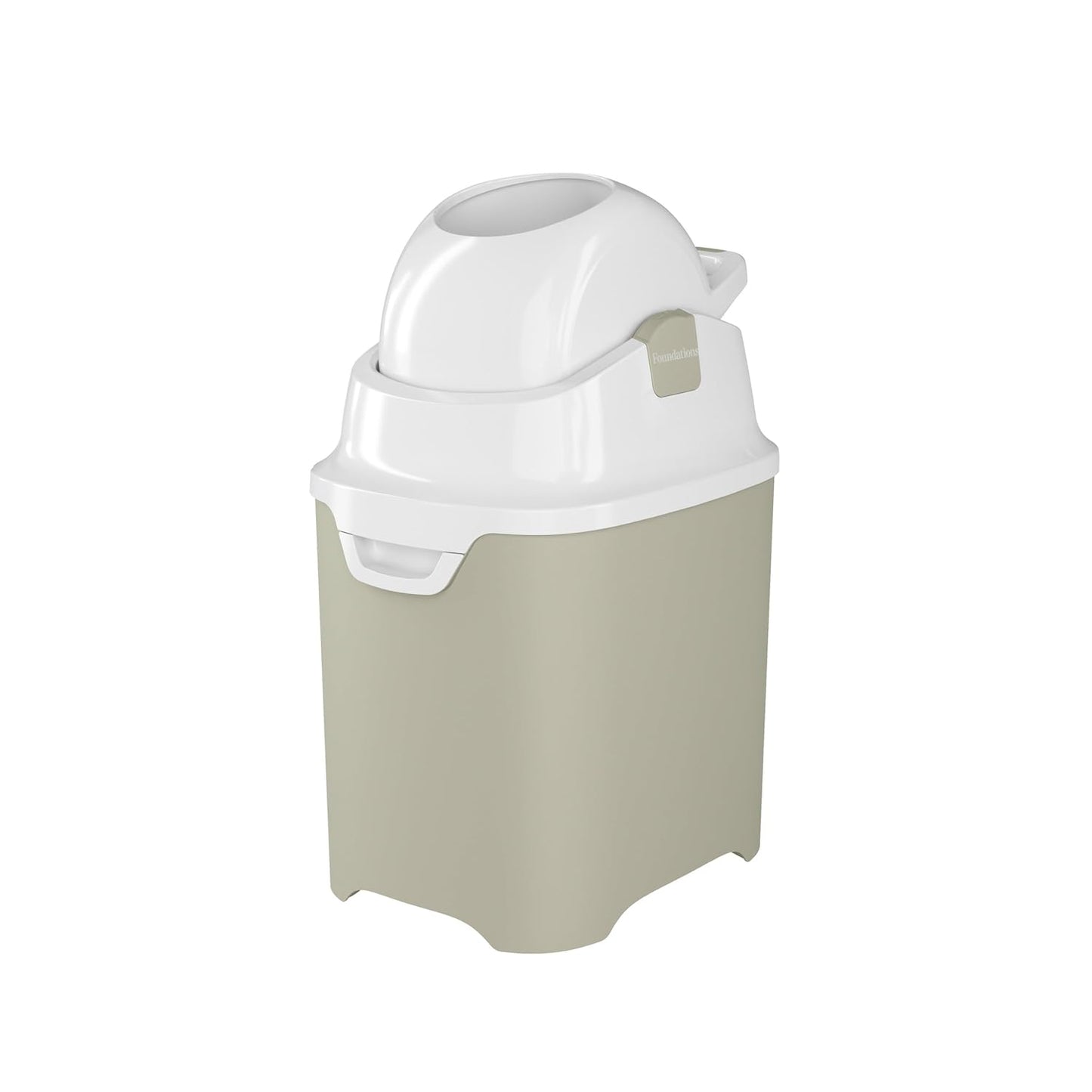 Foundations Mini Diaper Pail with Airtight Lid - Durable & Odorless Diaper Disposal, Large Capacity, Holds up to 30 Newborn Diapers, Refill with Any Bags - Sand