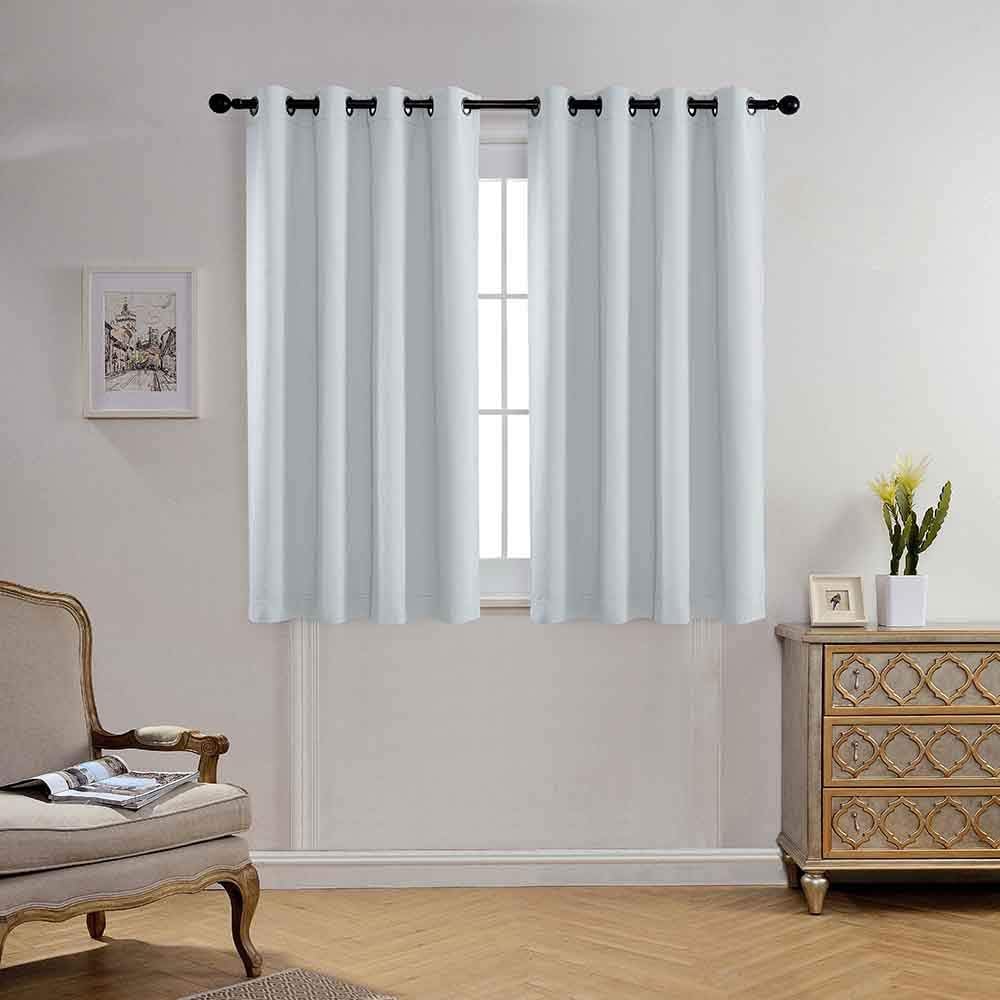 MIUCO Blackout Curtains Room Darkening Curtains Textured Grommet Window Curtains for Bedroom 2 Panels 52x63 Inch Long Greyish White