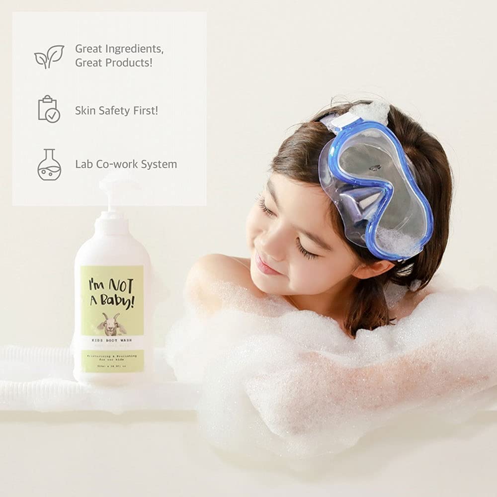 I'm NOT A Baby! Kids Body Wash– Dermatologist Tested, Allergen free, Cruelty-free, PETA, Gentle for Kids, Goat Milk, 16.9 Fl Oz