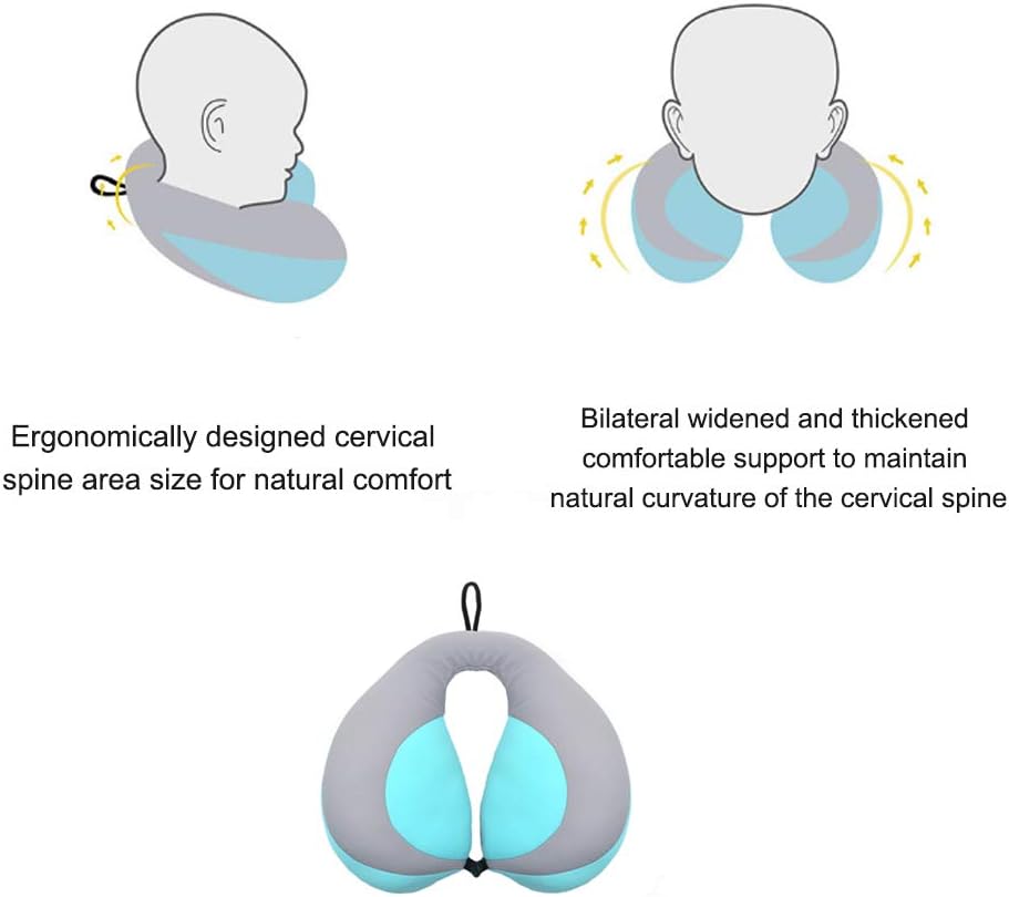 MOOB Carseat Pillow for Toddlers,Pillow for Baby Car Seat Comfortably Designed for Head, Neck, and Chin Support - Kids Neck Pillows for Travel Gifts for Toddler/Child/Kids,Yellow + Grey Blue