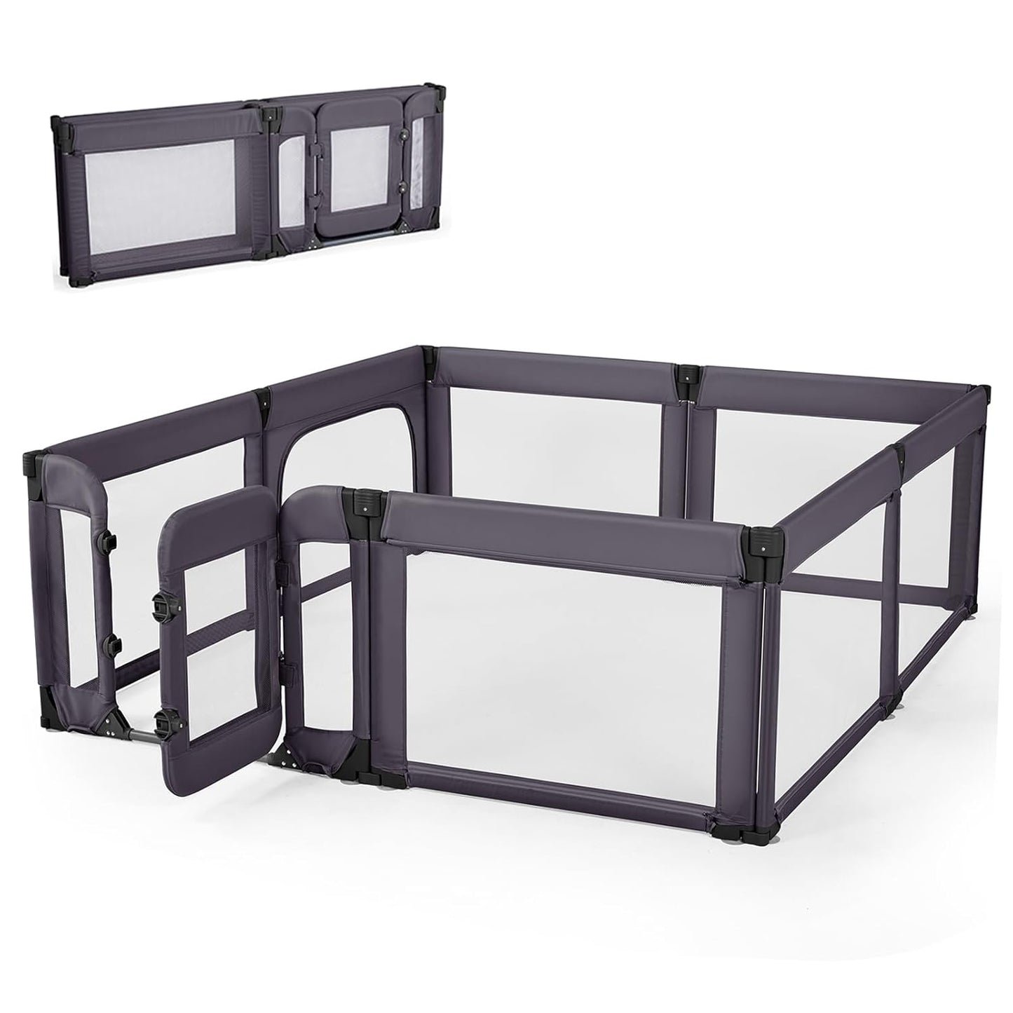 Baby Playpen,Large Play Pen for Babies and Toddlers with Door 79x71 Inch, Adjustable Playpen Non-Slip Suction Cups Base Safe and Sturdy, Indoor Outdoor Playard,Black