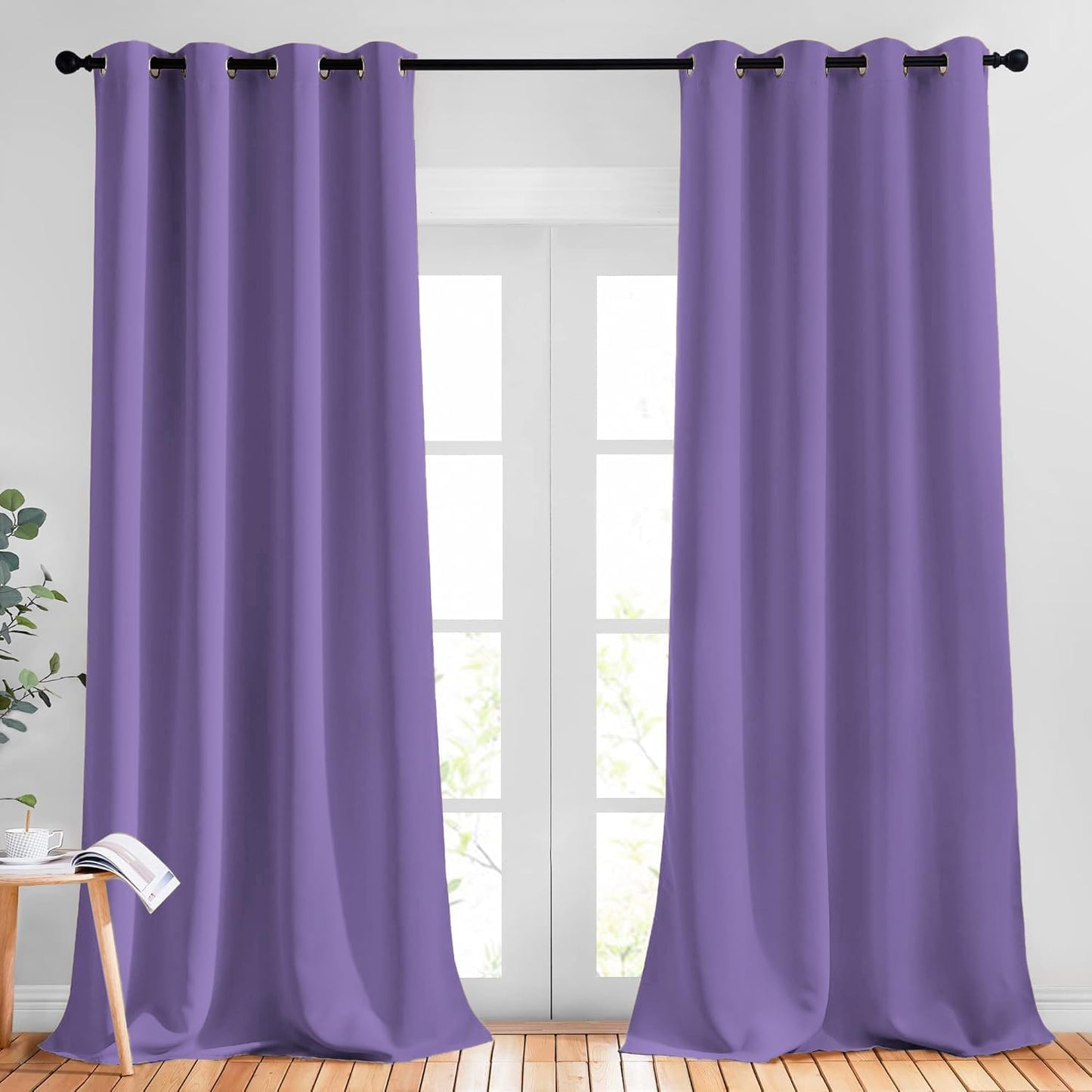 NICETOWN Thick Blackout Curtain and Drapes - (52 x 108, Lilac Purple, Pack of 2) Thermal Insulated Grommet Top Window Draperies for Bedroom, Block Out Light Curtain Panel