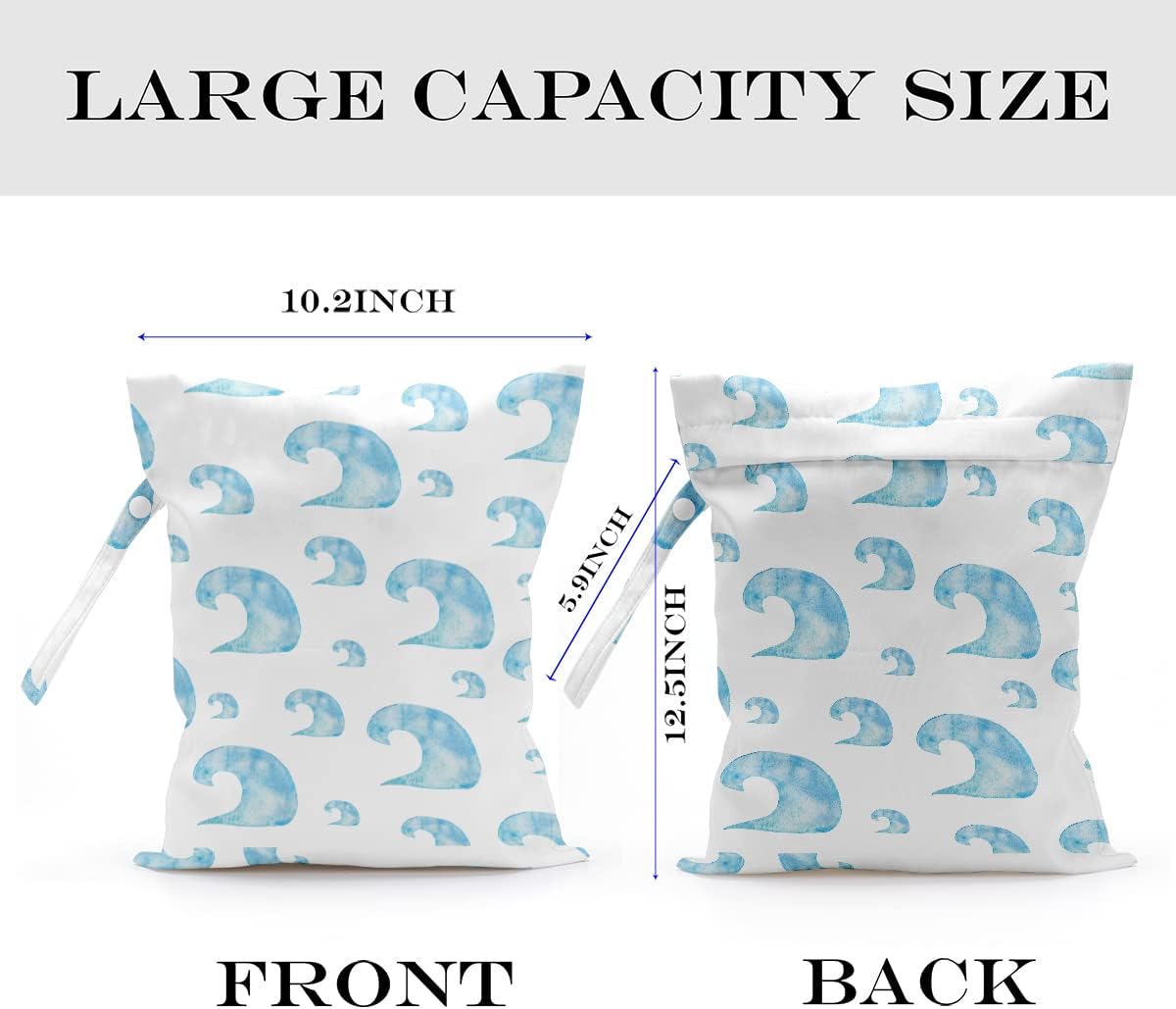 Wet Bag, Wet Dry Bag, Wet Bag for Swimsuit, Travel, Beach, Pool, Diapers, Dirty Yoga Gym Clothes, Makeup Bag, Waterproof Reusable Beach Bag Ocean Decor Starfish Sea Horse Anchor