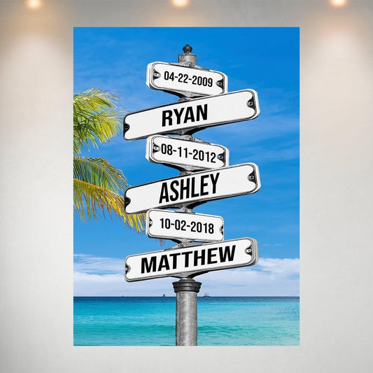 Personalized Family Street Sign Multi-Name Canvas Or Poster Wall Art, Street Sign Customized With Name, Best Gifts For Parents, Grandparents From Kids Daughter Son, Christmas Gift For Family #10