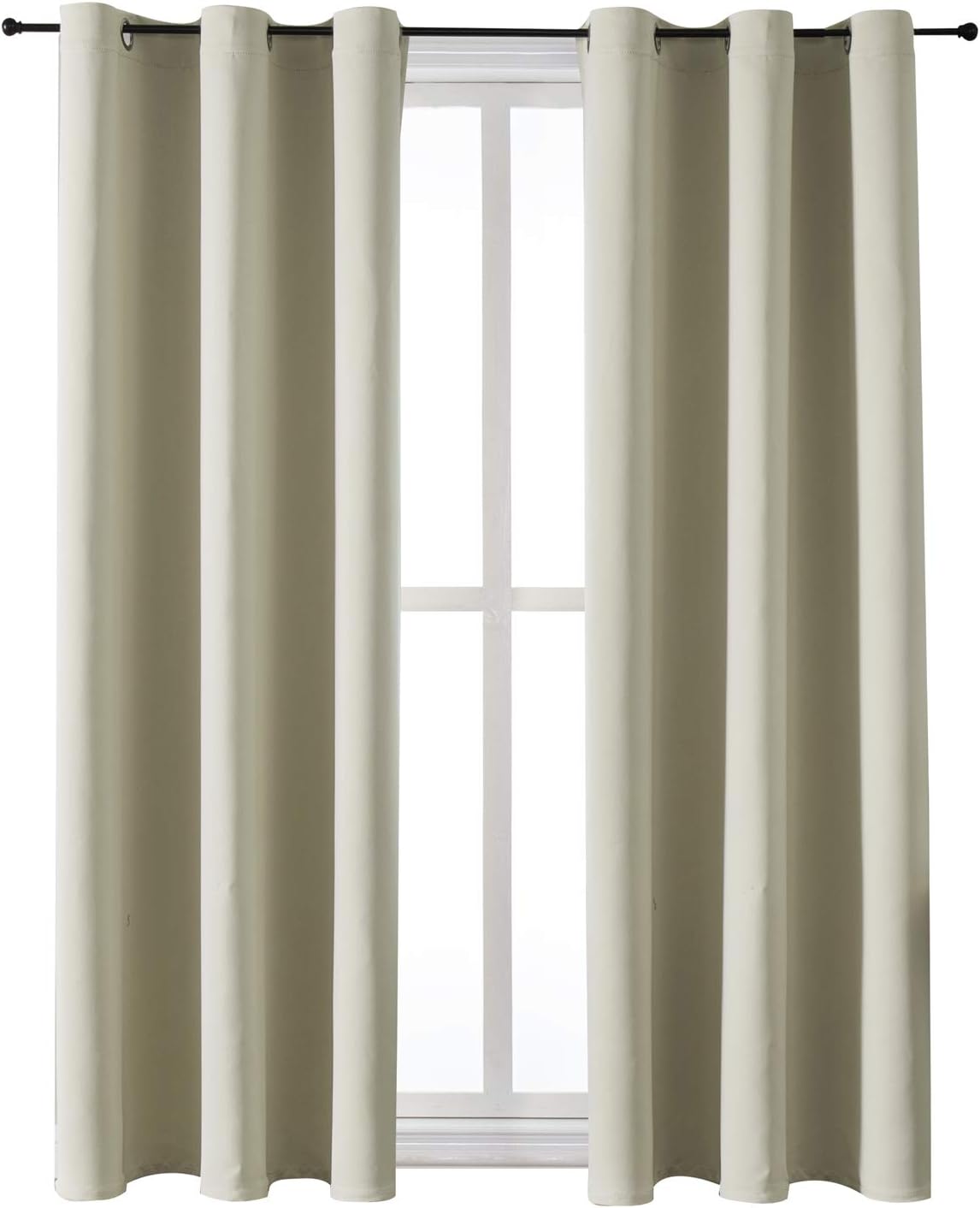 ChrisDowa Grommet Room Darkening Curtains for Bedroom and Living Room - 2 Panels Set Thermal Insulated Blackout Curtains (Beige, 42W x 63L)