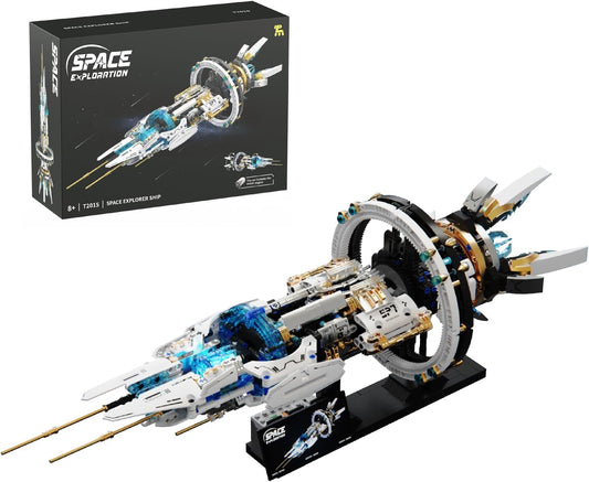 Space Station Building Set - 1583 Pieces with 8 Blue LED Lights & Motorized Parts, Creative Gift for Adults & Teens, Model Space Lovers Collection,85cm Display with Stand