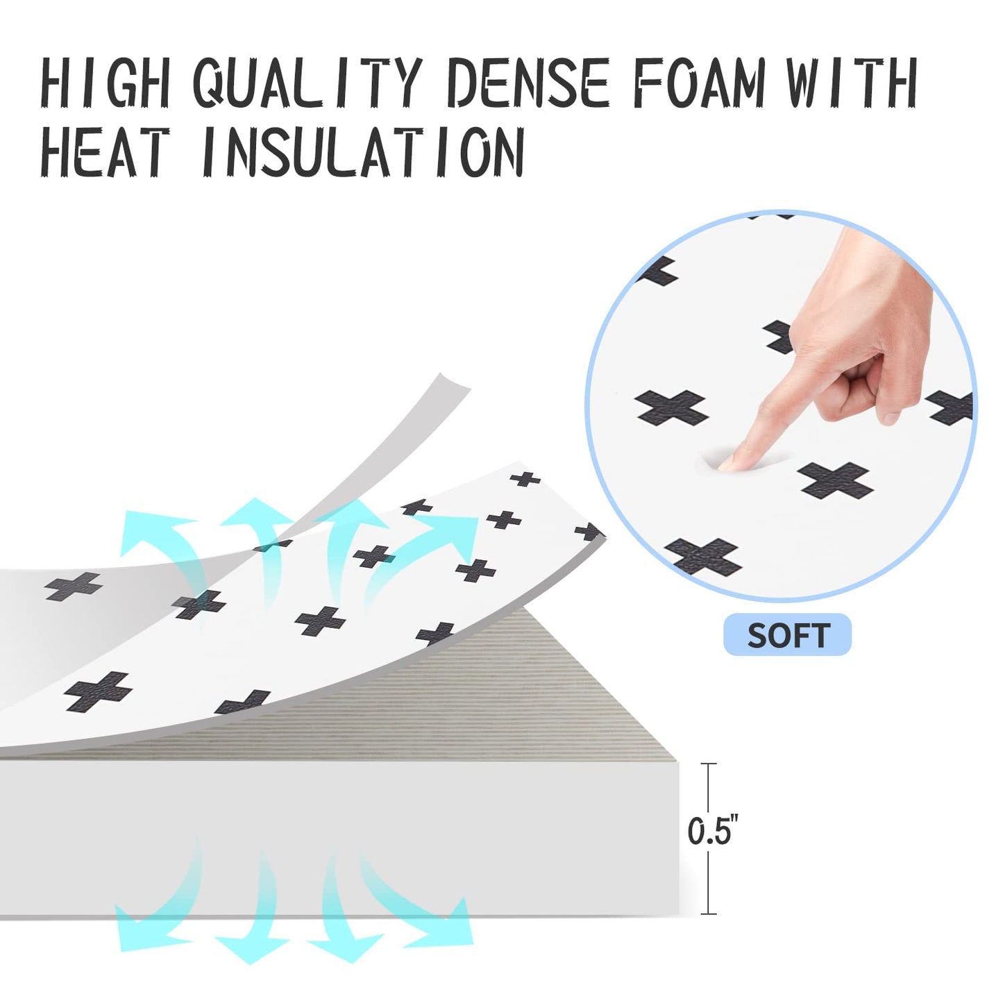 Yay Mats Stylish Extra Large Baby Play Mat. Soft, Thick, Non-Toxic Foam Covers 6 ft x 4 ft. Expandable Tiles with Edges Infants and Kids Playmat Tummy Time Mat (Brooklyn Cross White)