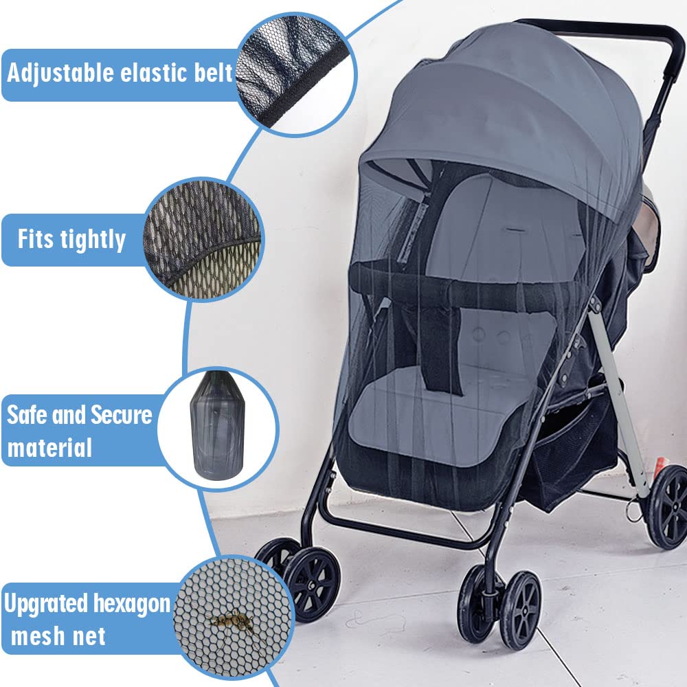 Mosquito Net for Stroller 2Pack - Protective Baby Mosquito Bug Net for Strollers, Bassinets, Cradles, Playards, Pack N Plays and Portable Mini Crib (Navy)